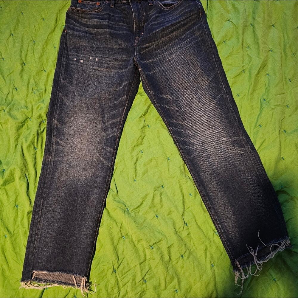 Madewell The Perfect Vintage Jean dark wash uneven raw hem straight leg size 31